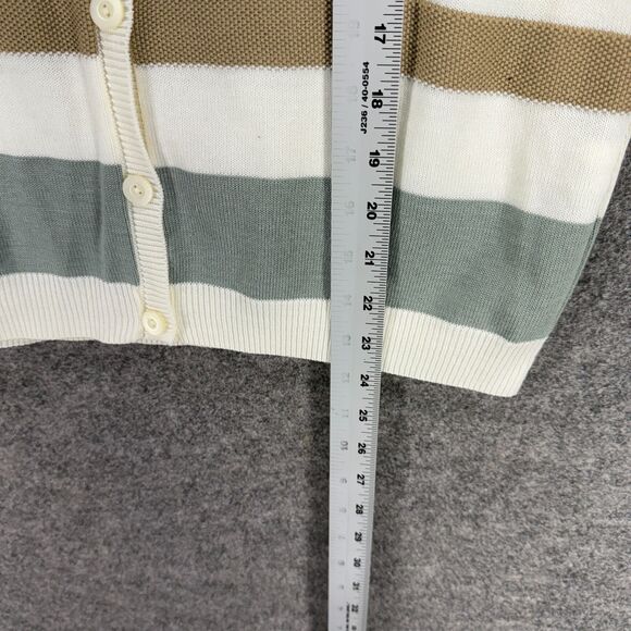 New Alfred Dunner Cardigan Women PS Petite White Striped Button Up V-Neck - Picture 7 of 8